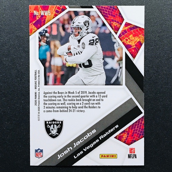 Josh Jacobs - 2020 Panini Mosaic Will to Win #WW5 - Picture 2 of 2